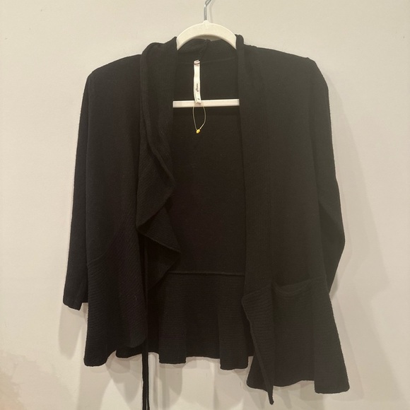 Women’s Black Wool & Cashmere Open Front Cardigan Sz XS Neutral Staple - Picture 8 of 11